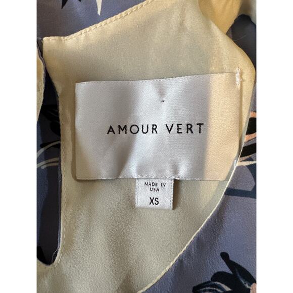 Amour Vert Silk Dress XS Floral Print Sleeveless Fit & Flare Eco-Friendly Women - Picture 3 of 4